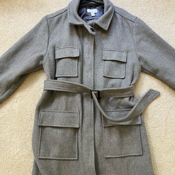 Topshop longline belted utility coat in gray size US 4 - Picture 12 of 12